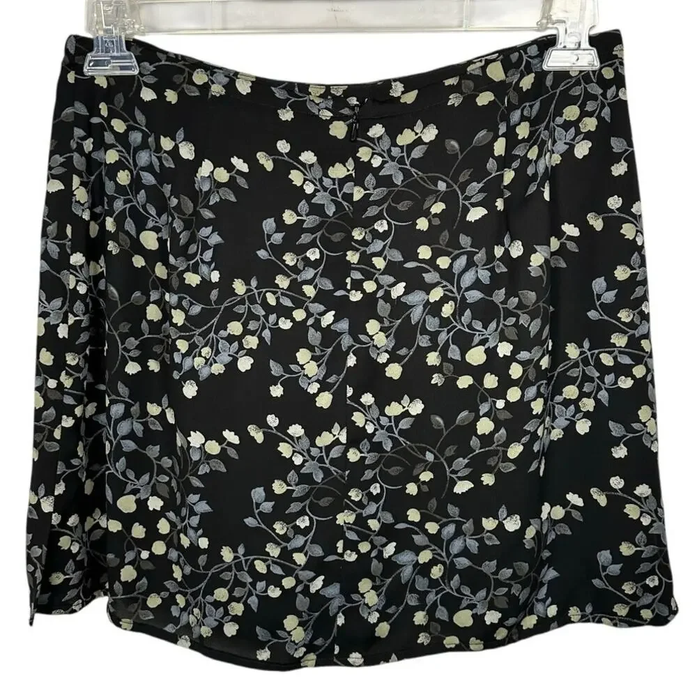 Banana Republic Vintage Black & Gray Floral Mini Skort Women's 8